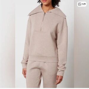 Varley -Yates Anthropologie Taupe Half Zip Double Soft Sweatshirt (S) NWT